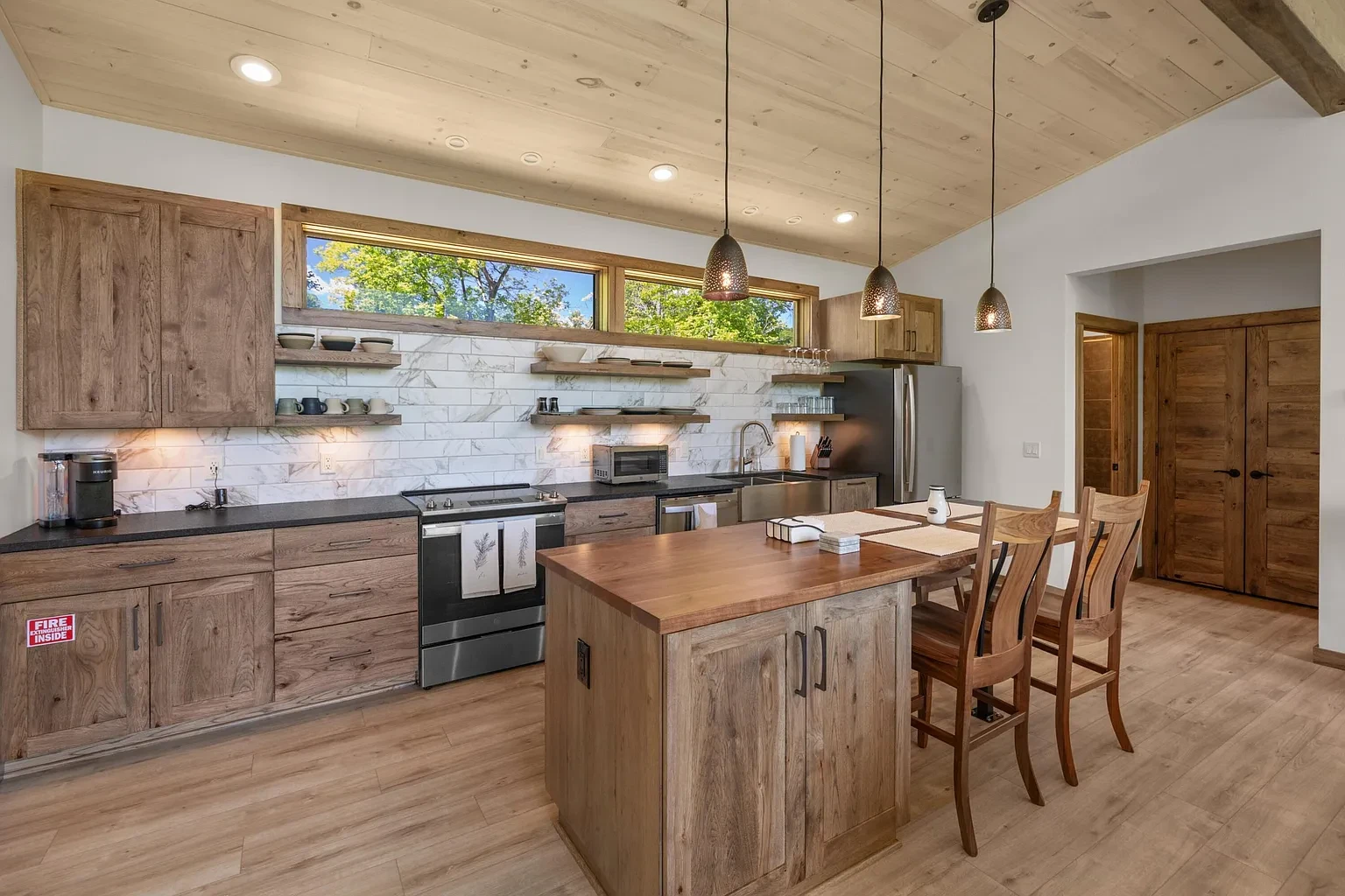 Sunset Ridge Retreat — custom Amish hickory kitchen